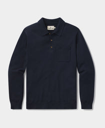 Robles Knit Long Sleeve Polo: Navy