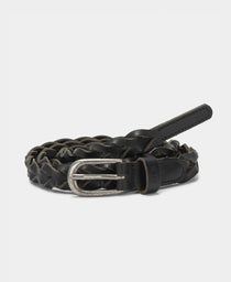 Leather Braided Belt: Black