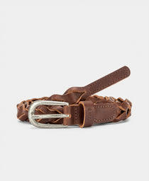 Leather Braided Belt: Brown