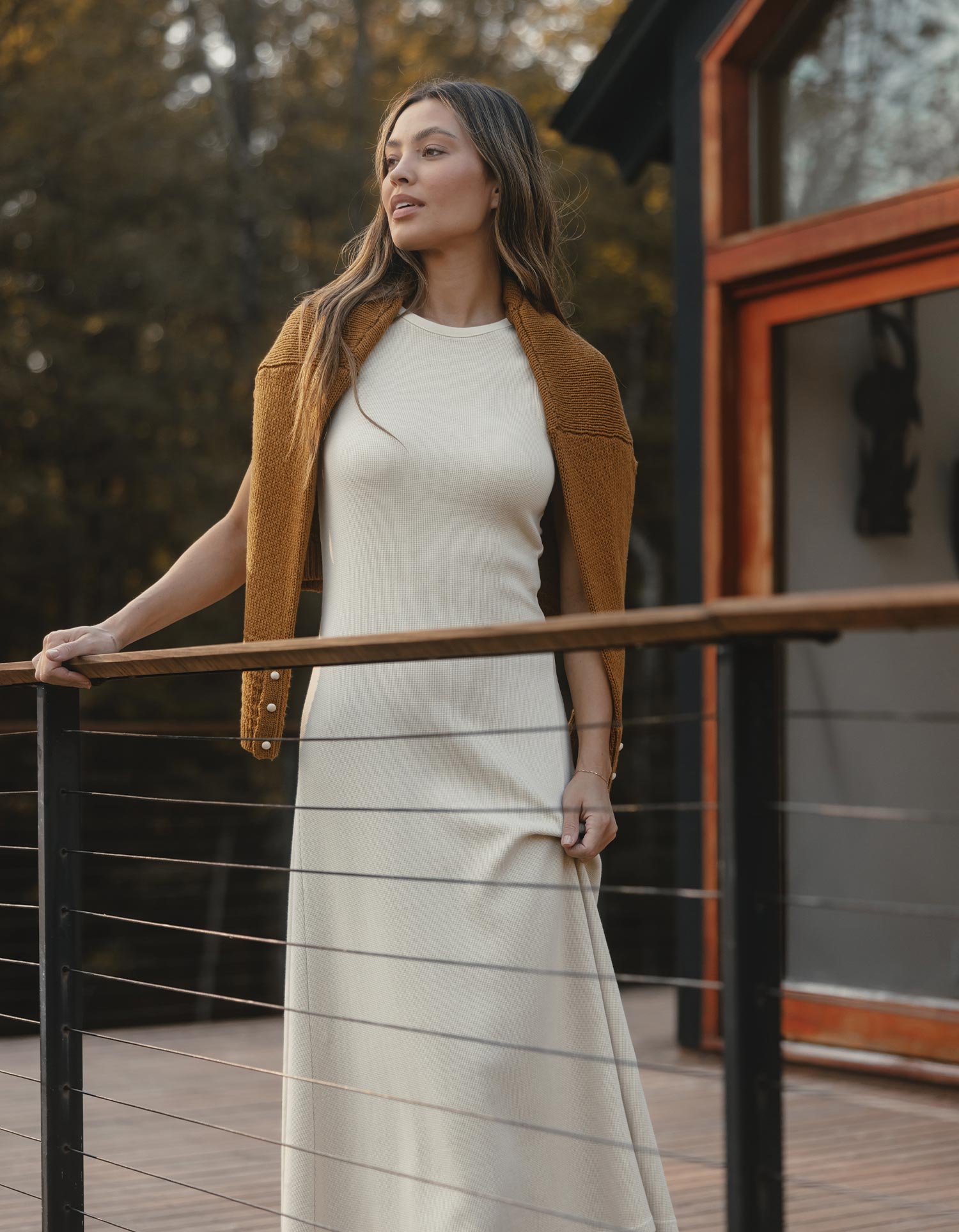 Vintage Thermal Midi Dress in Oat - Oat / S Vintage Thermal Midi Dress in Oat - Oat / S