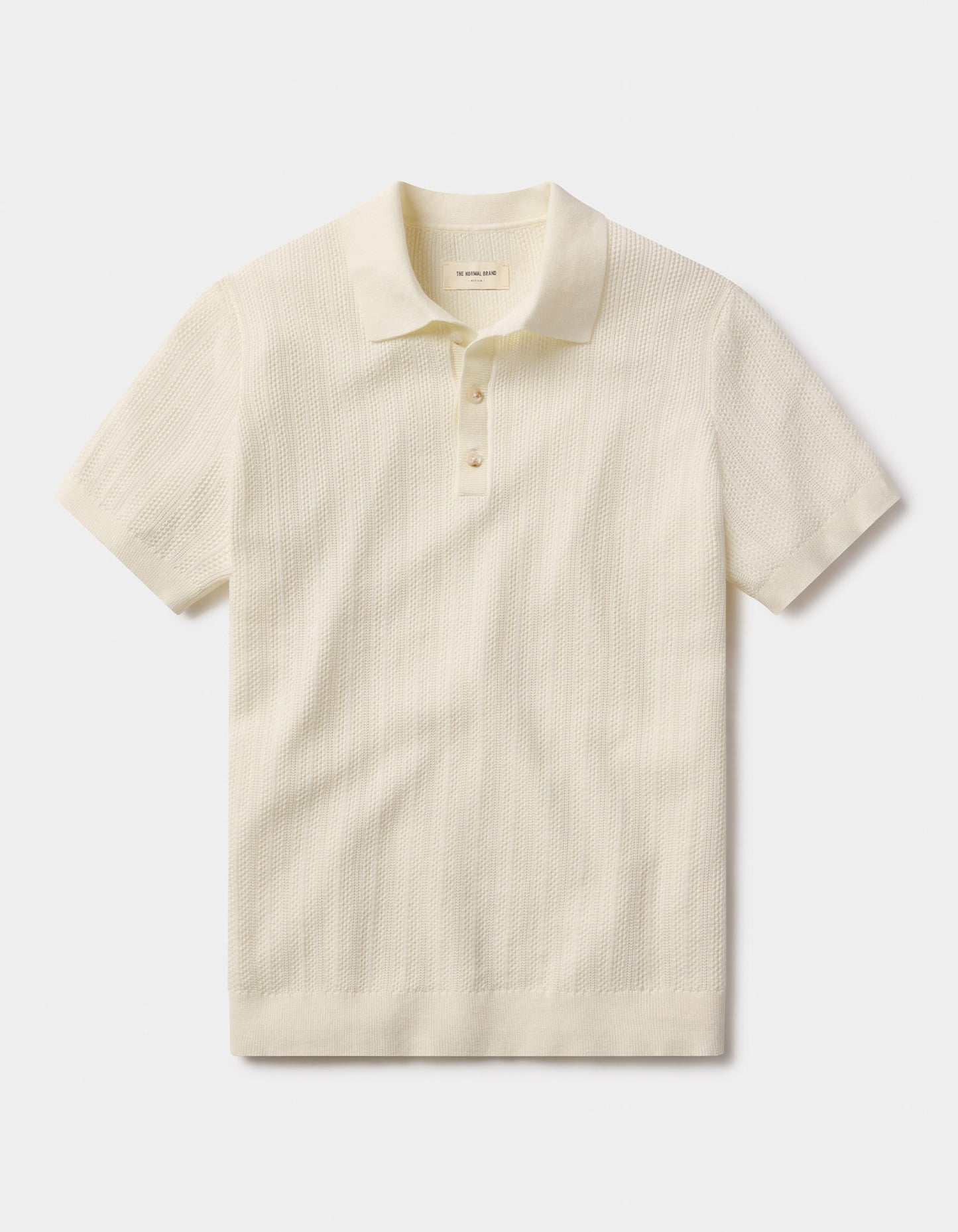 Robles Textured Knit Polo in Ivory