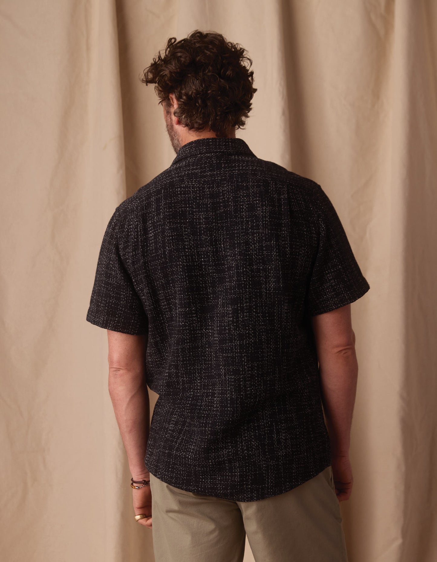 Freshwater Short Sleeve Button Up Shirt in Ocean Black