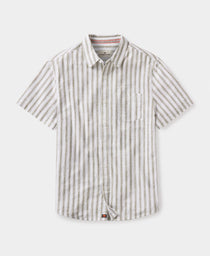 Lived-In Cotton Short Sleeve Button Up: Pine Needle Stripe