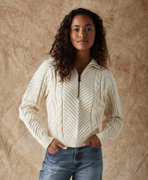 Lola Quarter Zip Sweater: Cream