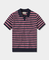 Robles Striped Polo: Navy/Red Stripe