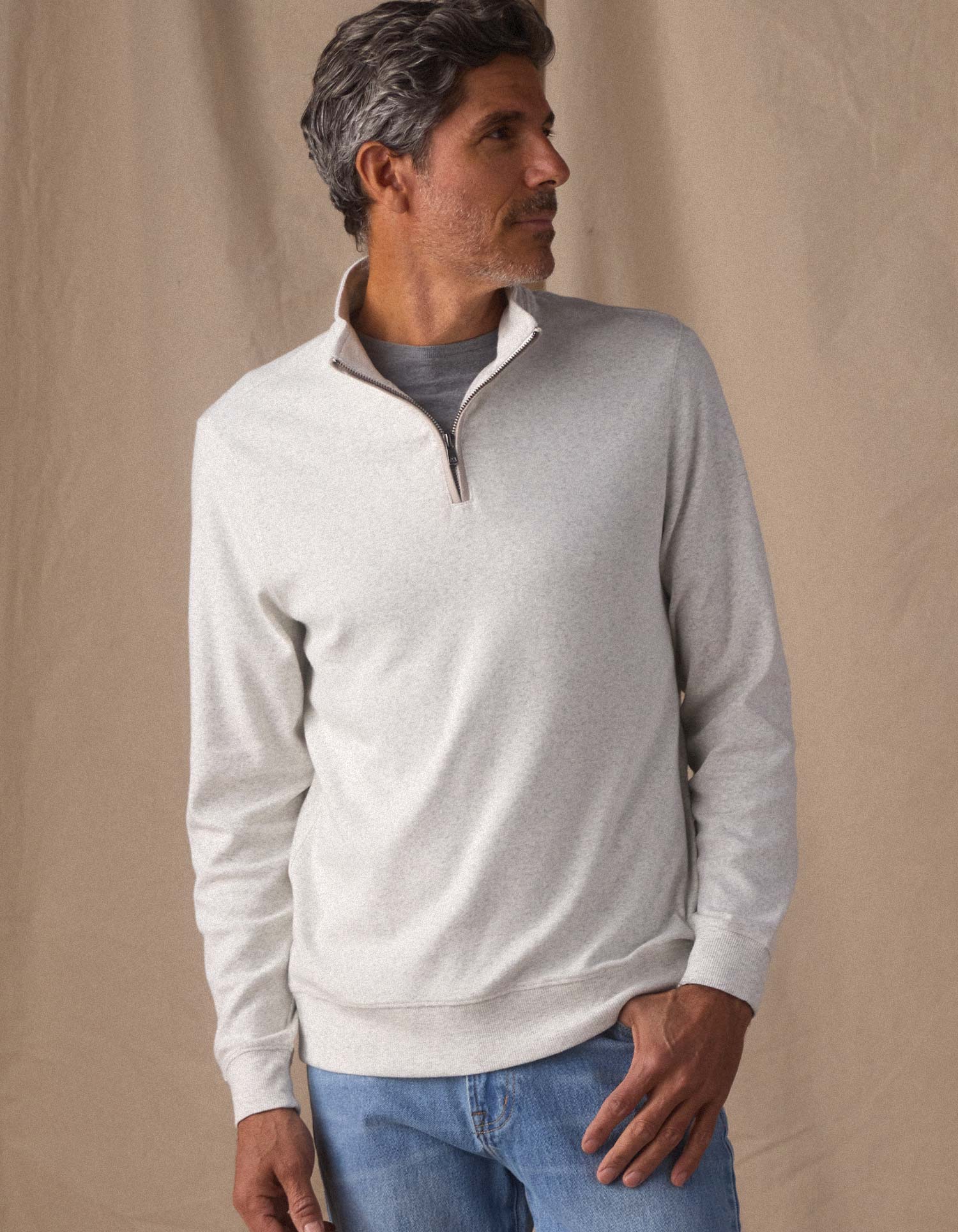 pue様 Puremeso Weekend Quarter Zip in Stone – The Normal Brand