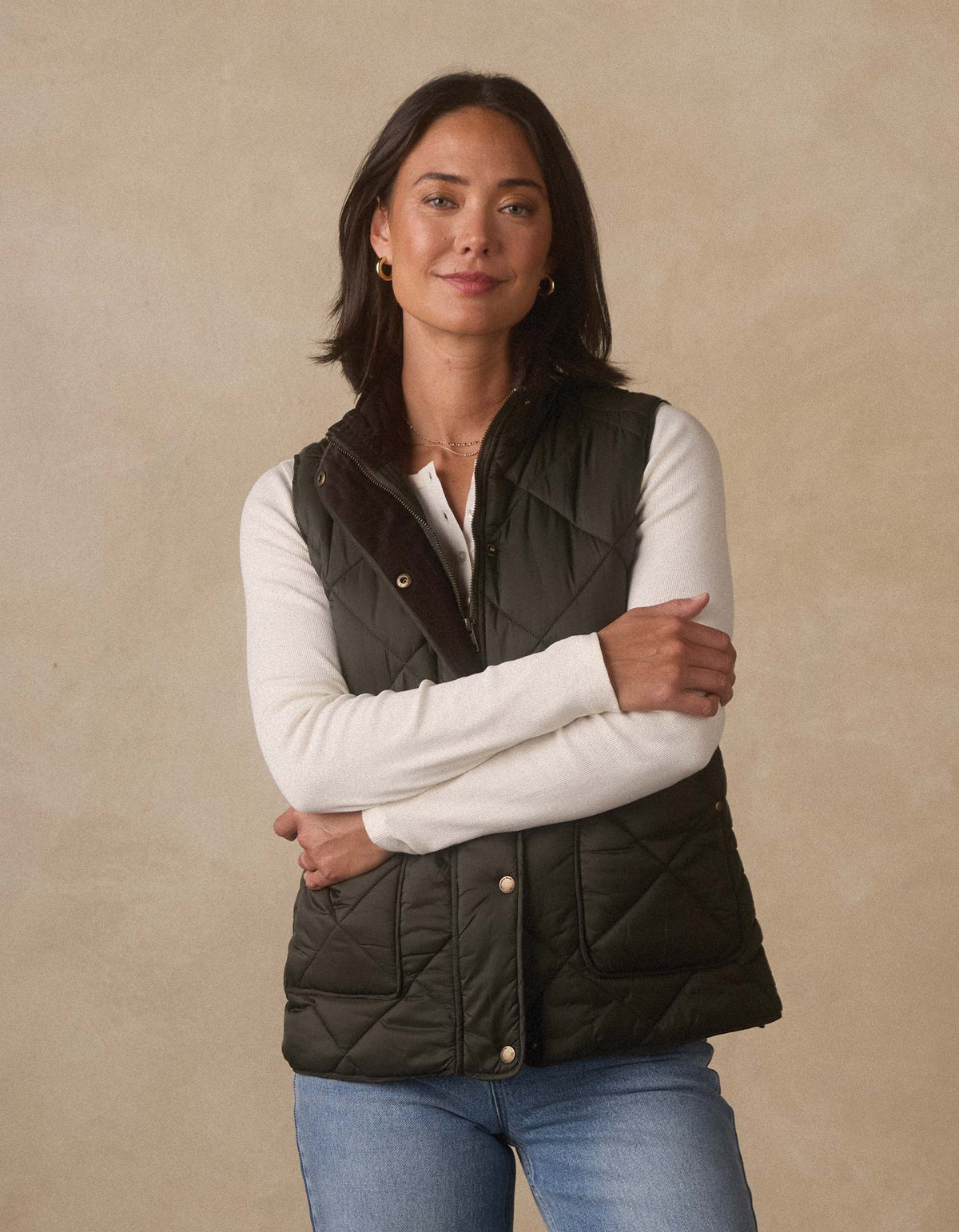 Quilted Liner Vest in Alpine/Chestnut