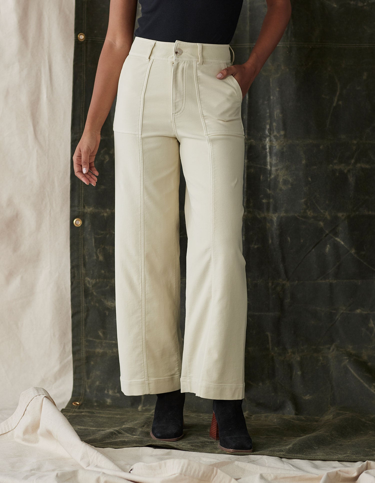 Comfort Terry Wide Leg Crop Pant in Cream – The Normal Brand
