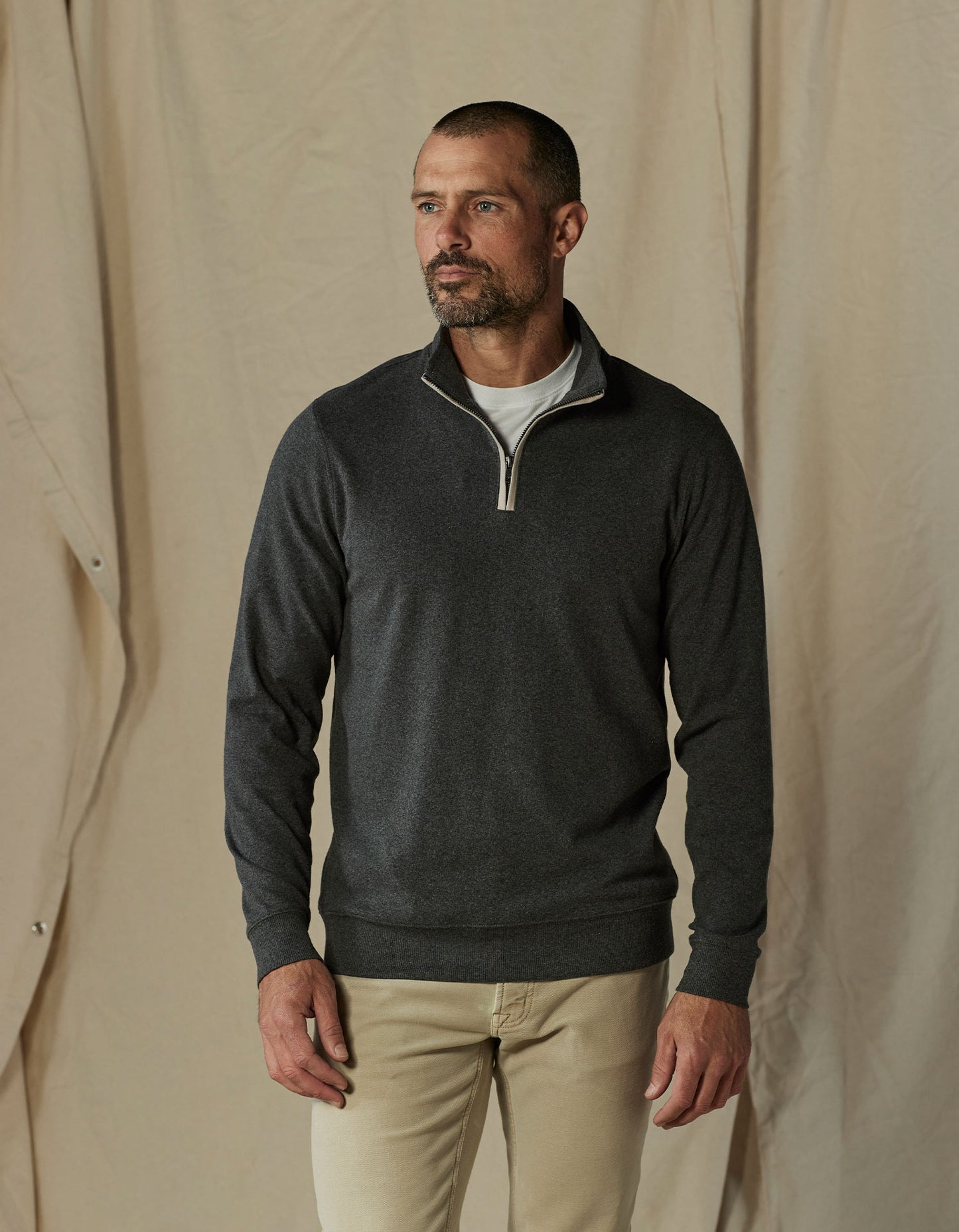 Puremeso Weekend Quarter Zip in Charcoal