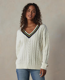 Victoria V-Neck Sweater: Cream