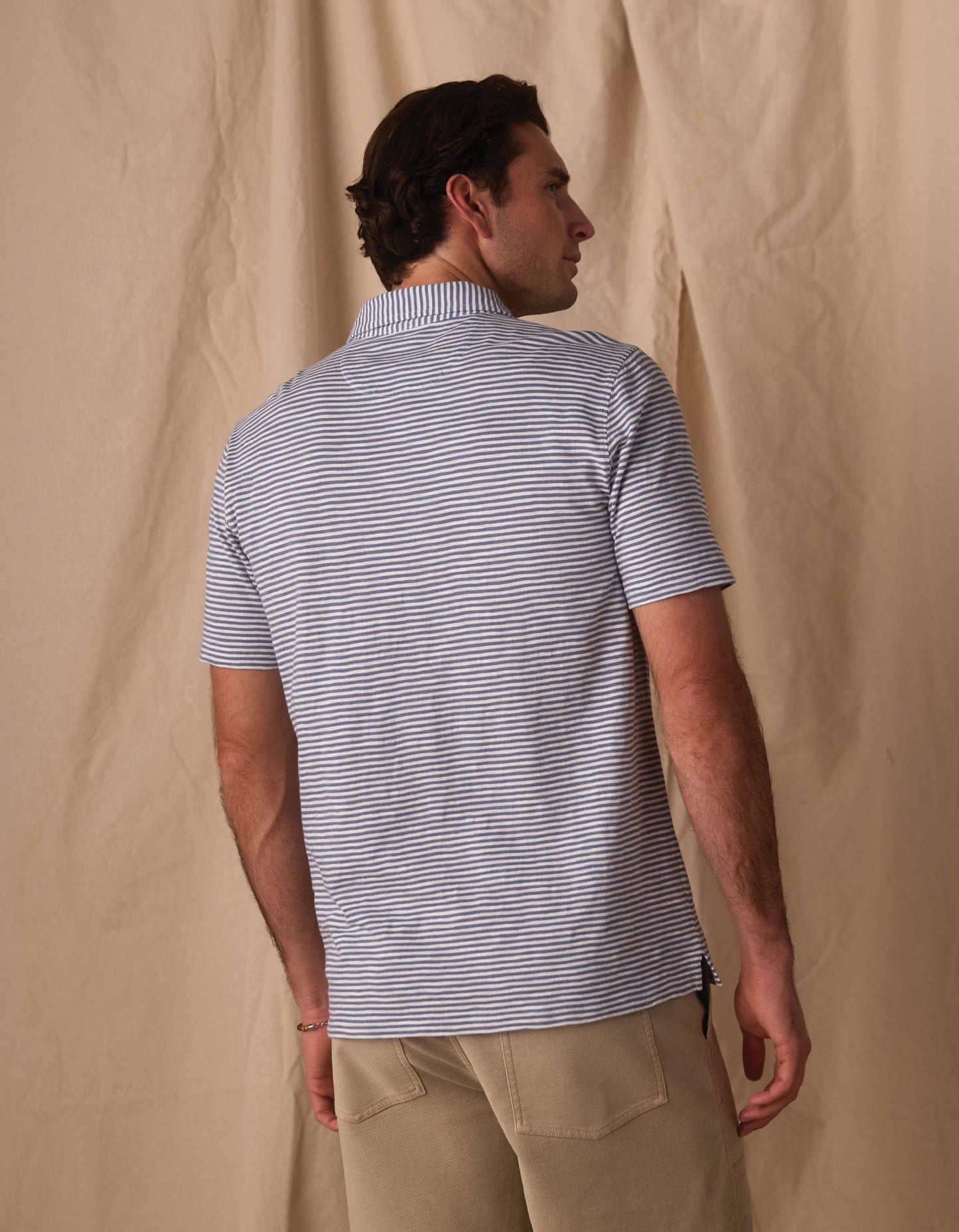 Vintage Slub Pocket Polo in Blue Stripe
