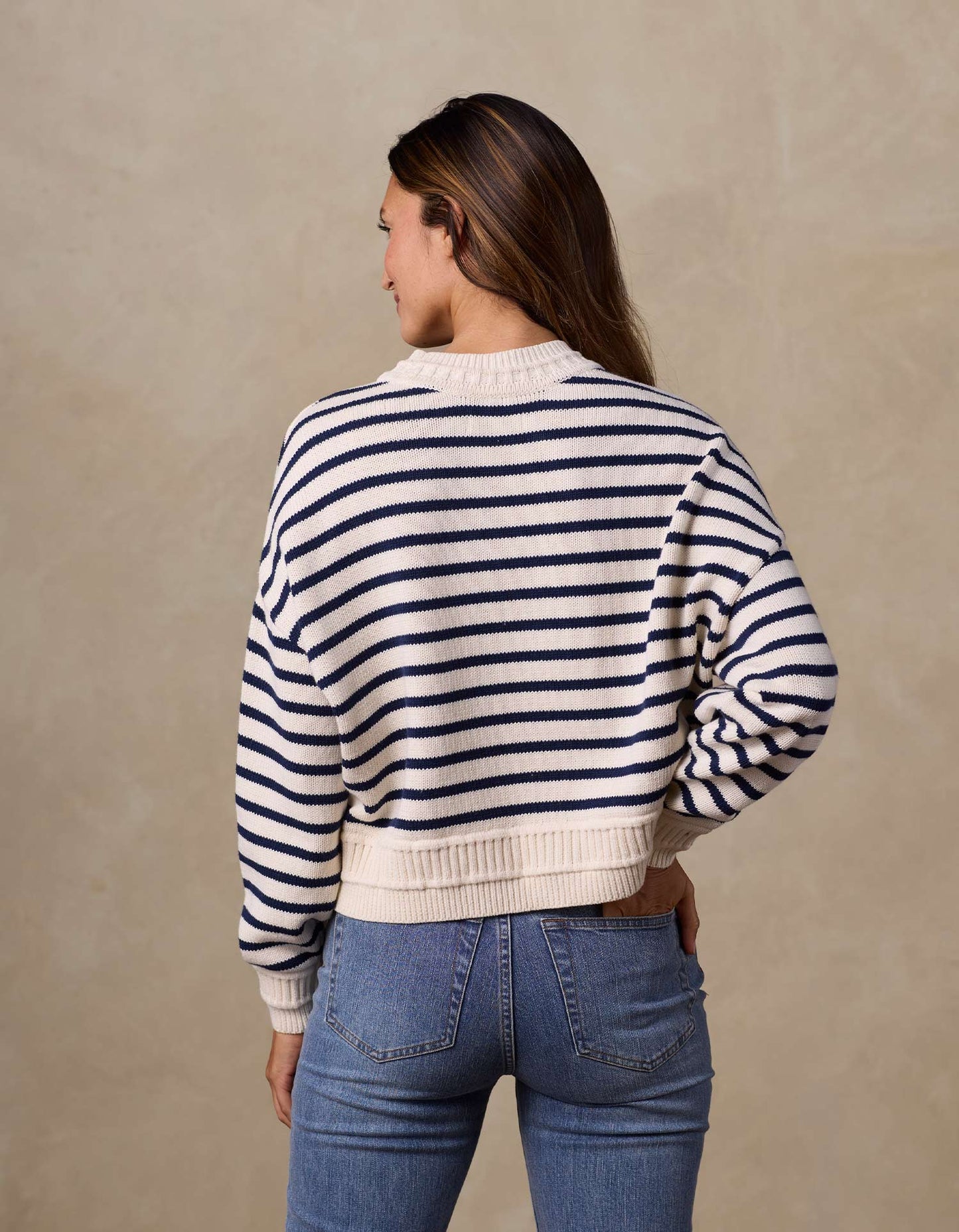 Maritime Crewneck in Cream/Navy