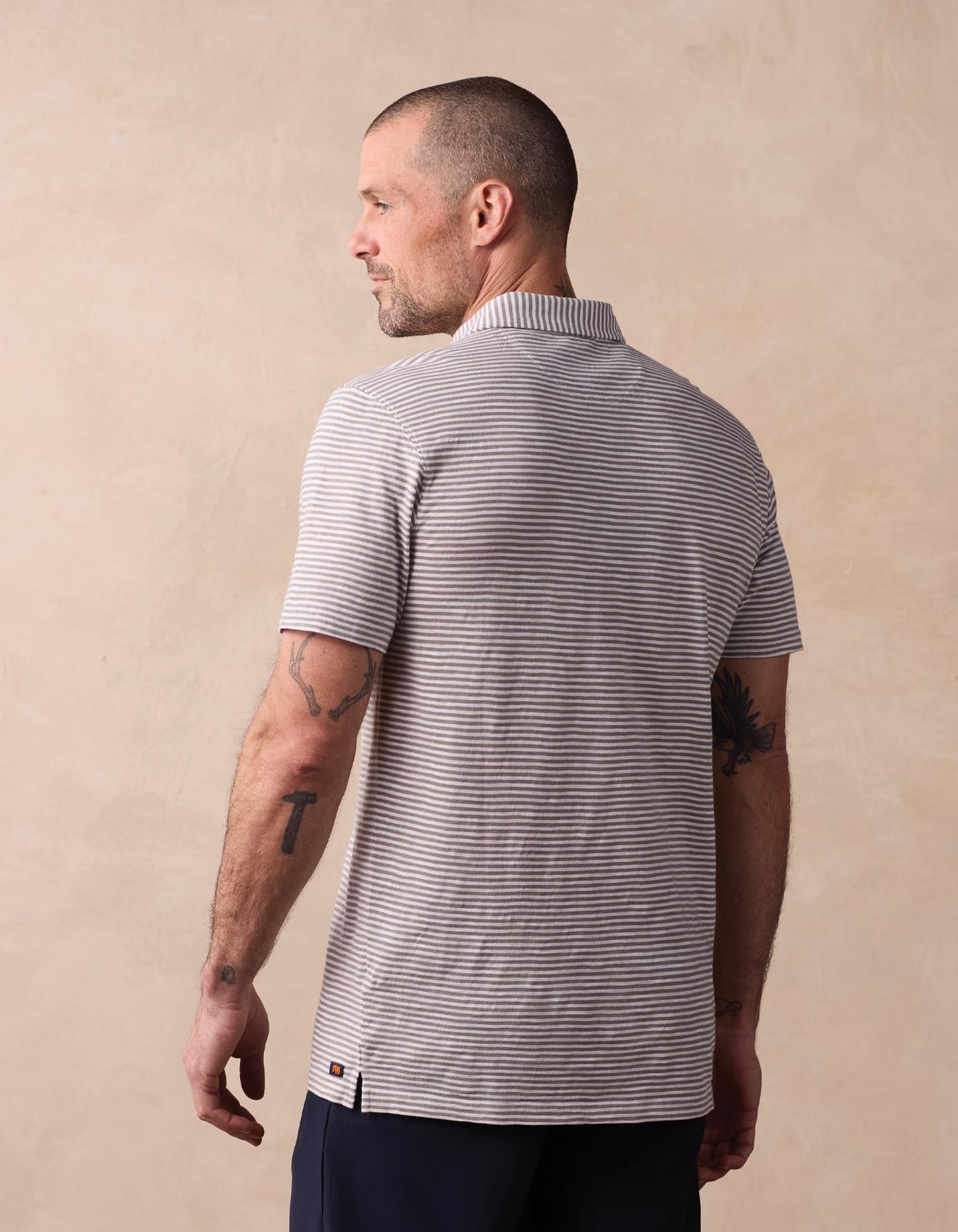 Vintage Slub Pocket Polo in Moss Stripe