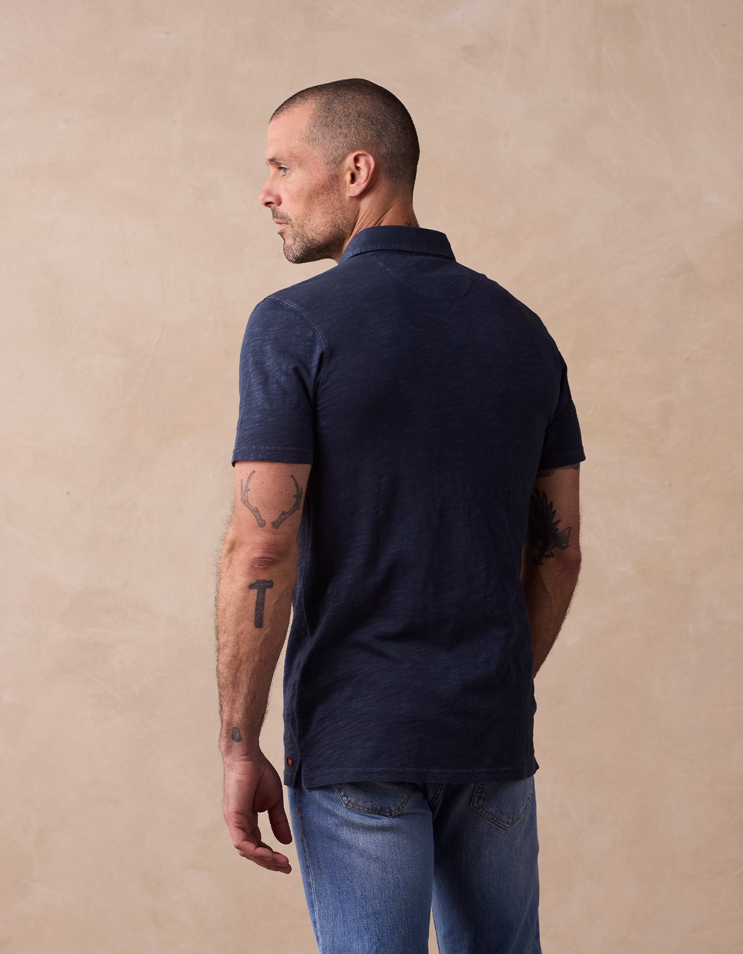 Vintage Slub Pocket Polo in Navy