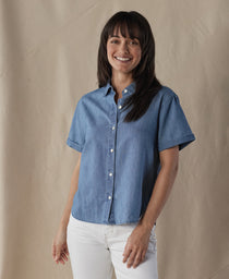 Chambray Rosie Button Up Shirt: Medium Wash