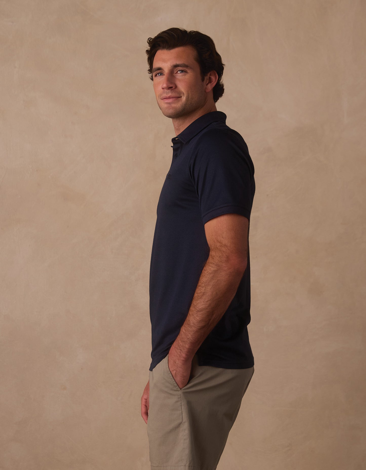 Performance Pique Polo in Navy
