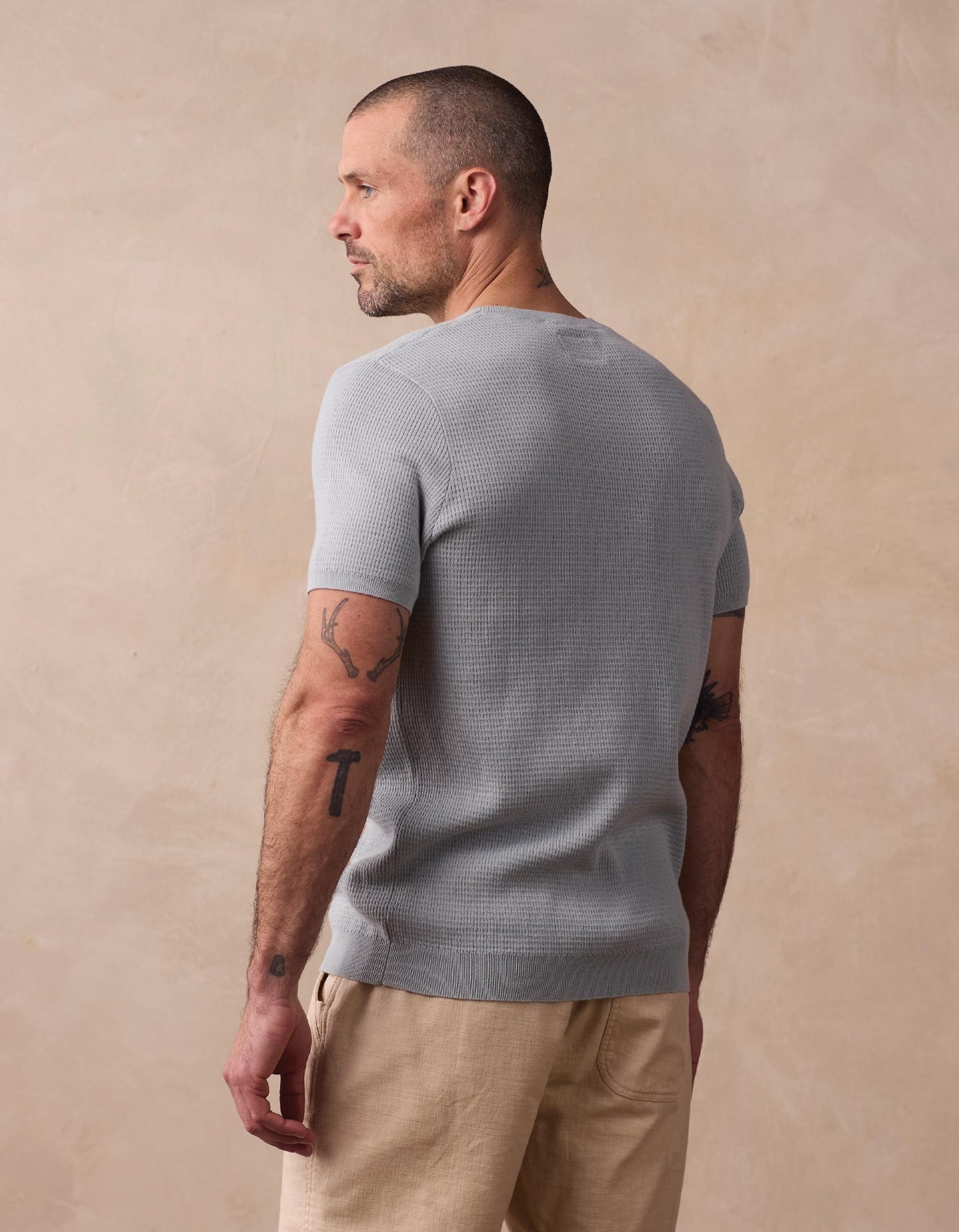 Waffle Knit Sweater Tee in Misty Harbor