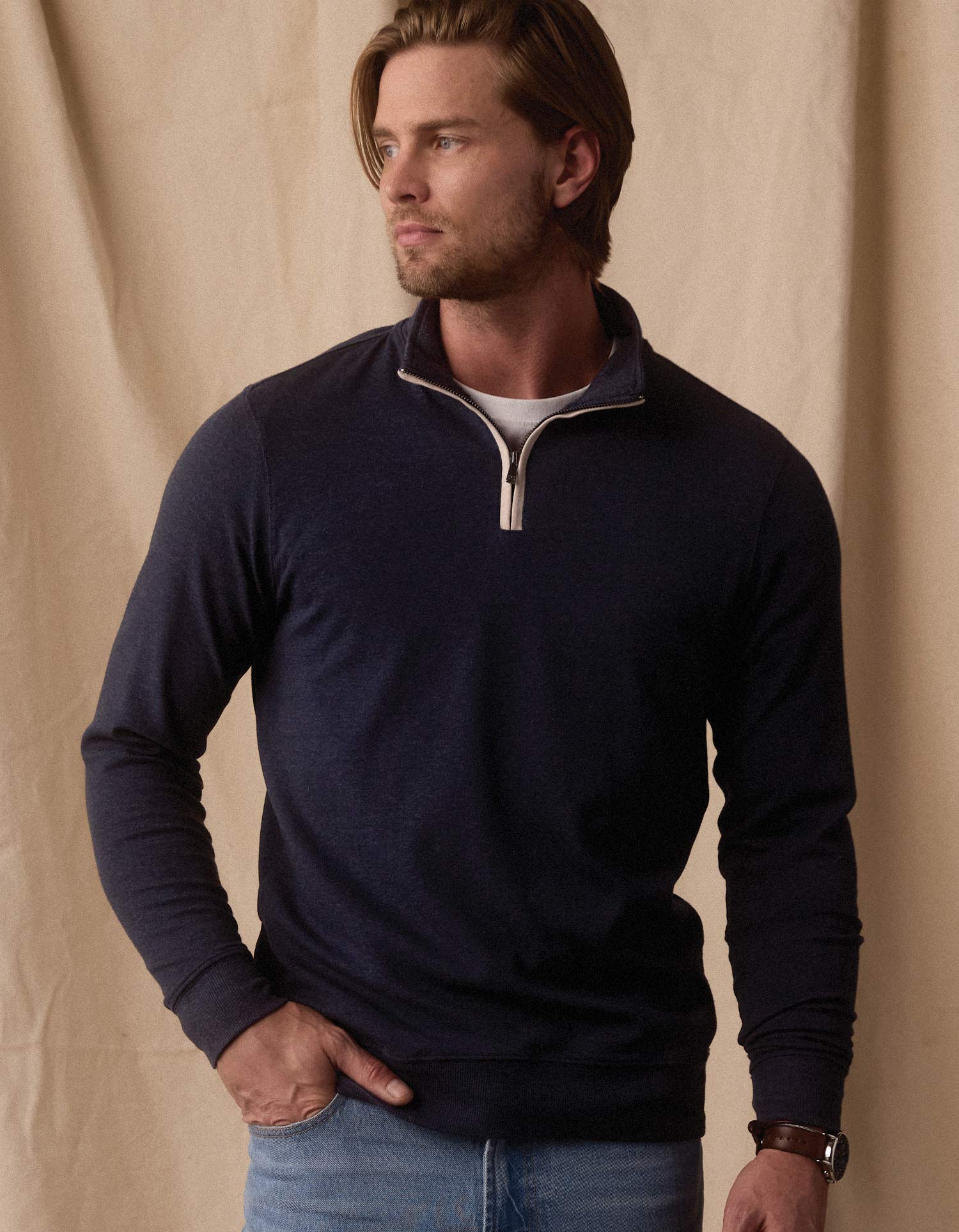 Puremeso Weekend Quarter Zip in Normal Navy – The Normal Brand