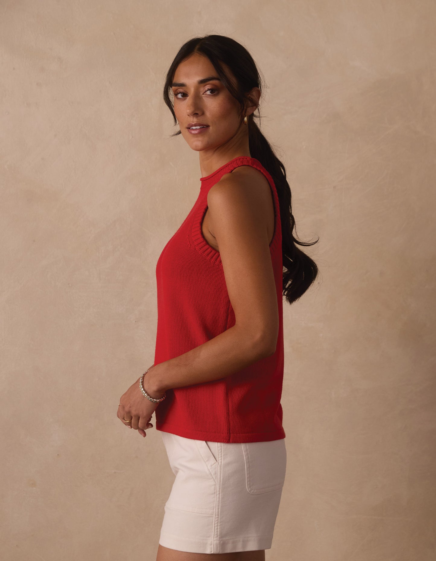 Wanderlust Hi-Neck Tank in Poppy Red