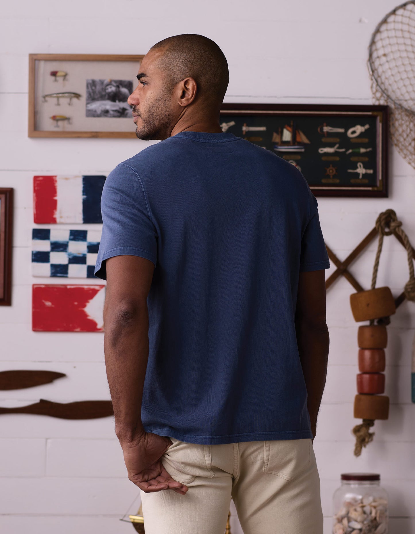 Lennox Jersey Relaxed Tee in Vintage Blue