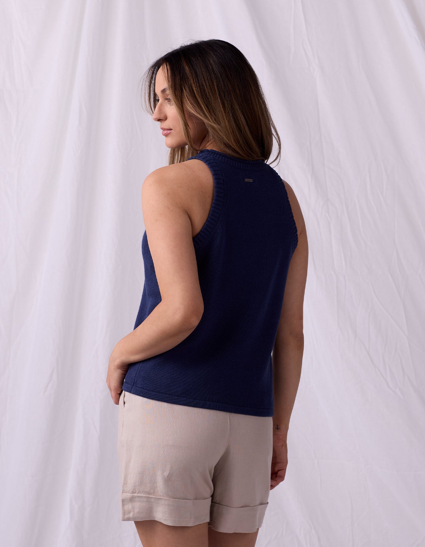 Wanderlust Hi-Neck Tank in Navy