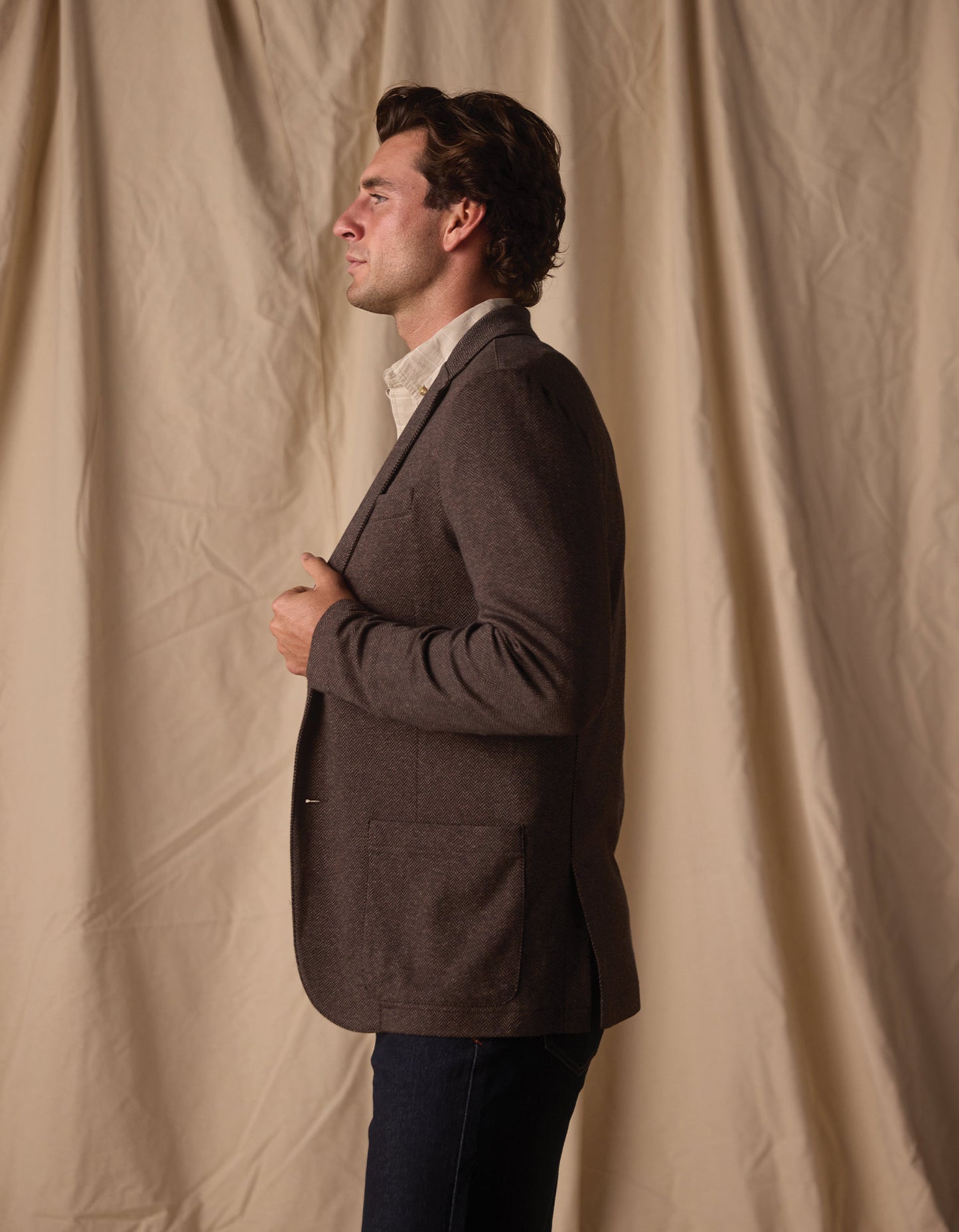 Stretch Knit Blazer in Brown