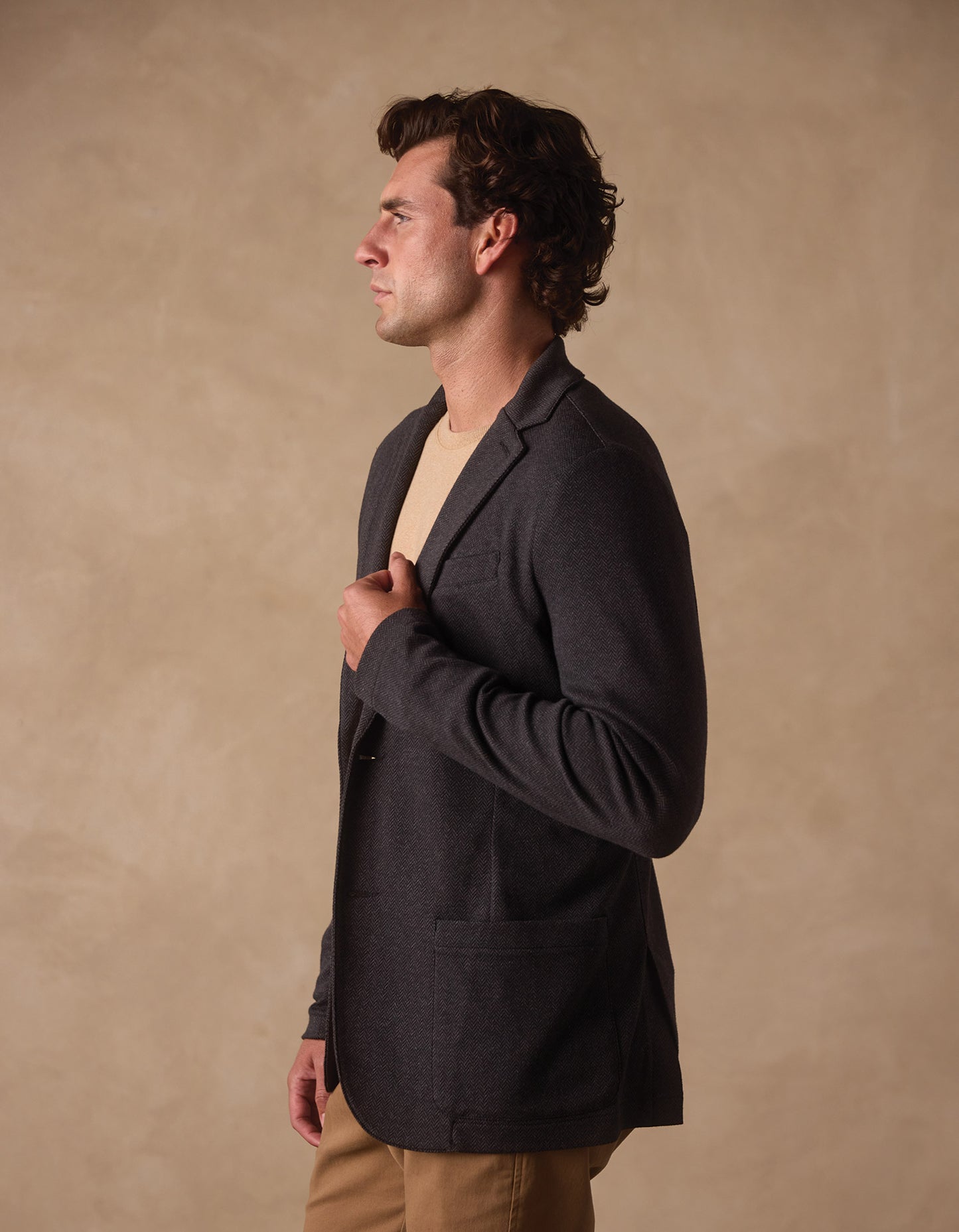 Stretch Knit Blazer in Charcoal