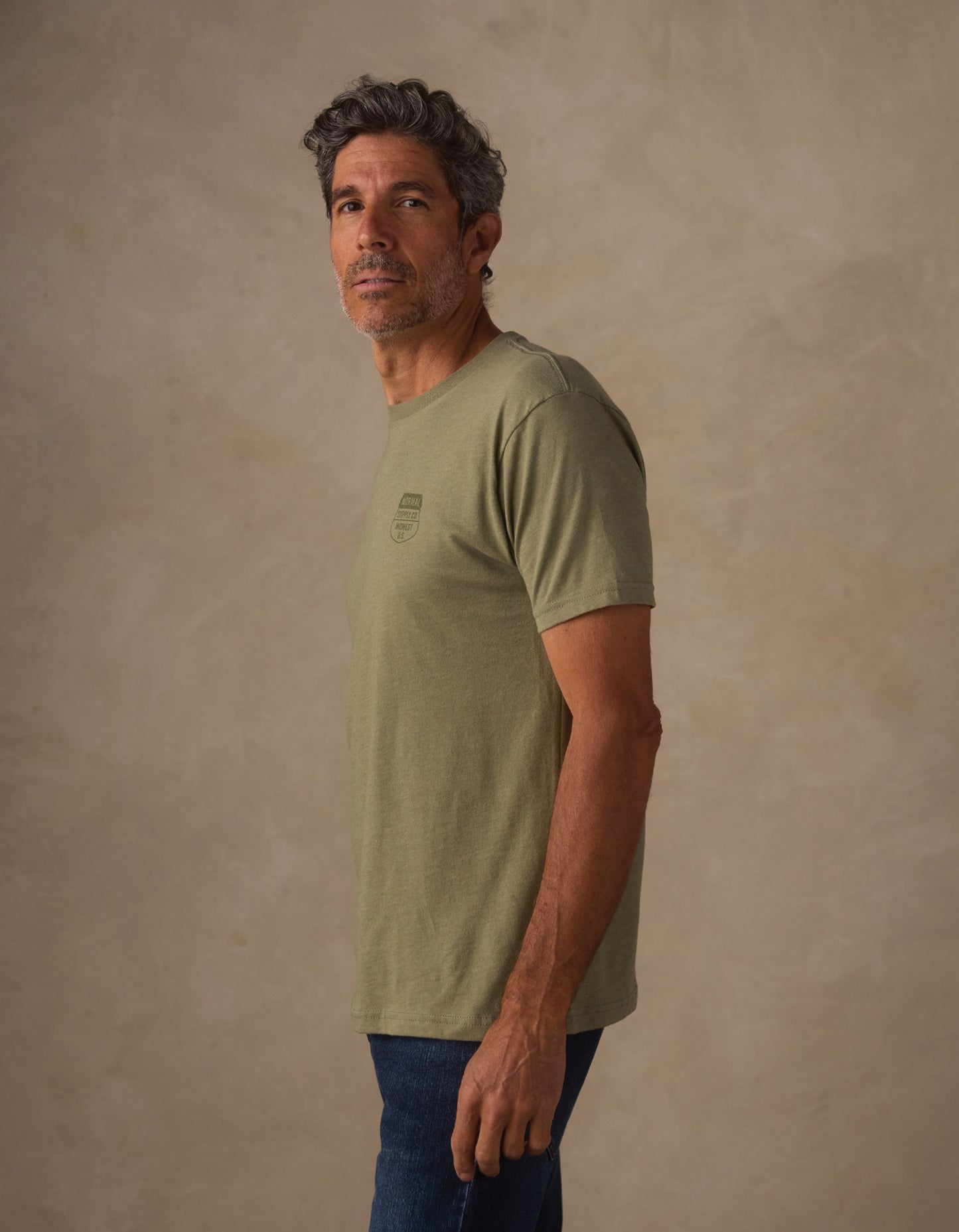 Highway Bear Tee in Light Olive