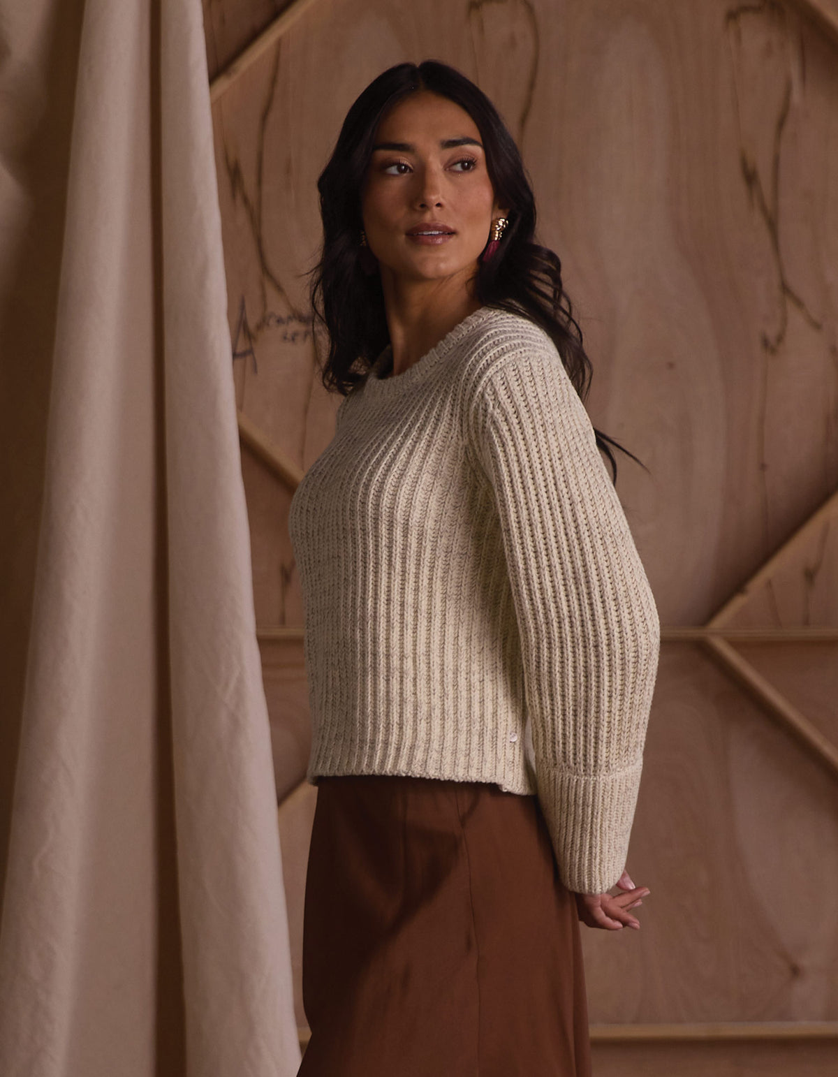 Willow Marled Crewneck Sweater in Cream Marl