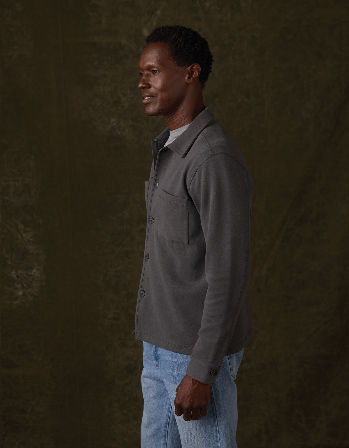 Peached Flat Knit Overshirt in Shadow