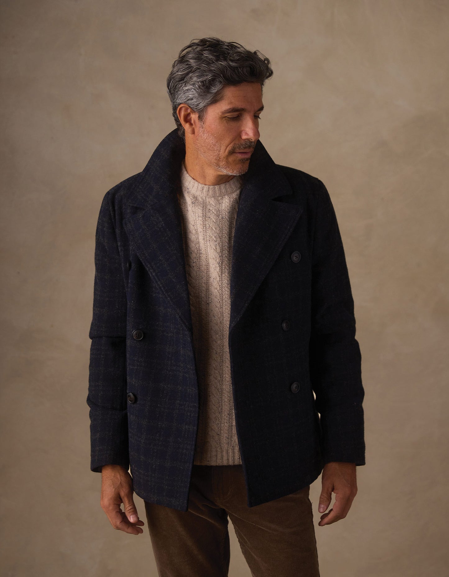 Lan Jacket in Navy Plaid