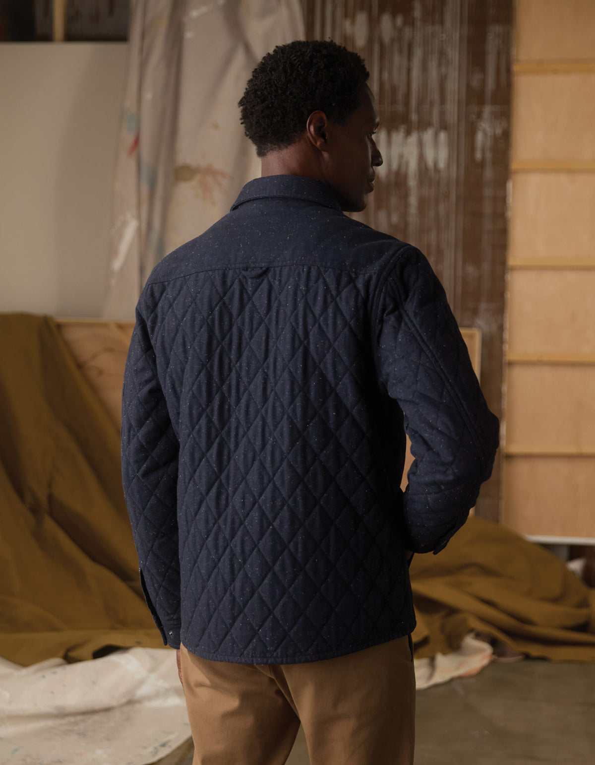 Insulated Workwear Jacket in Navy Nep