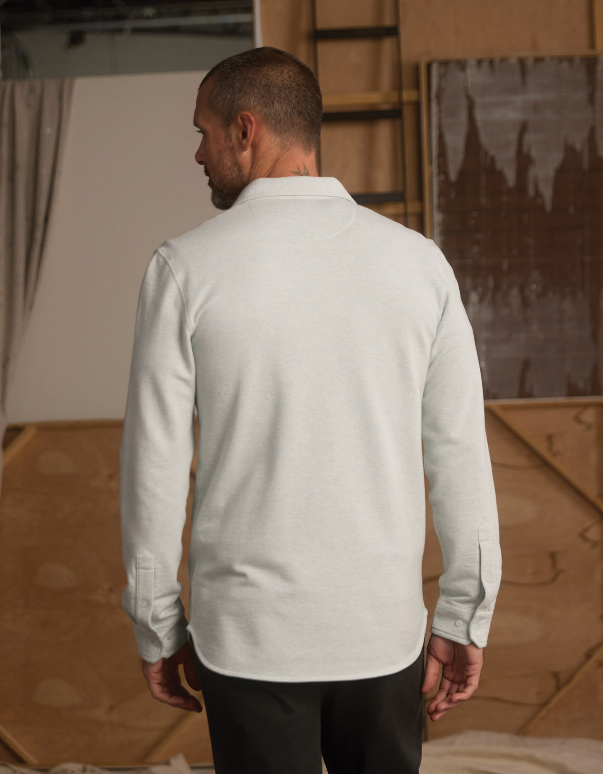 Textured Knit Shirt in Blue Fog