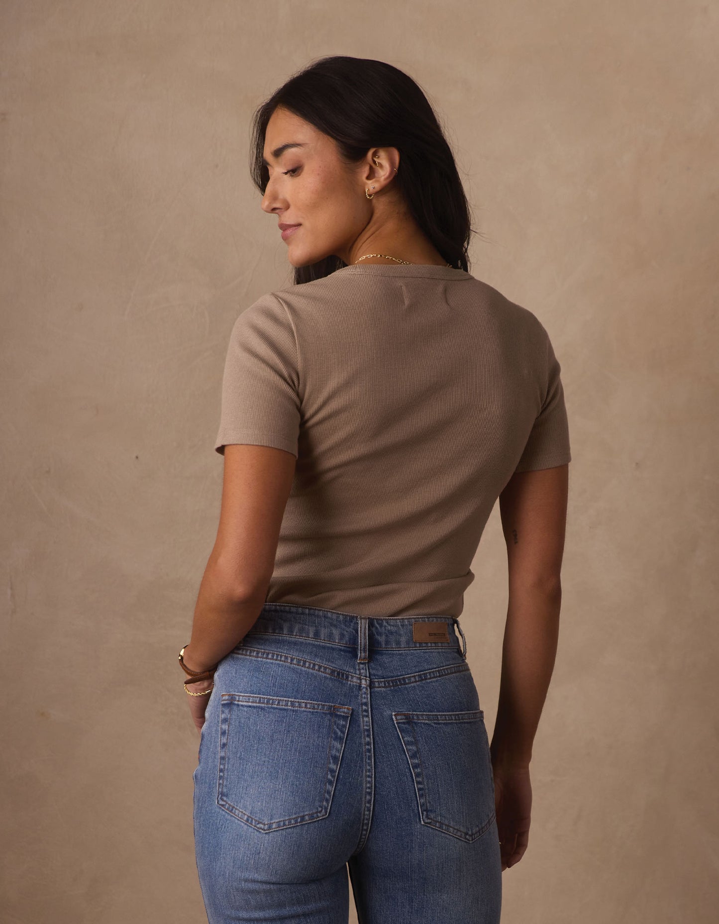 Normal Rib Tee in Fawn