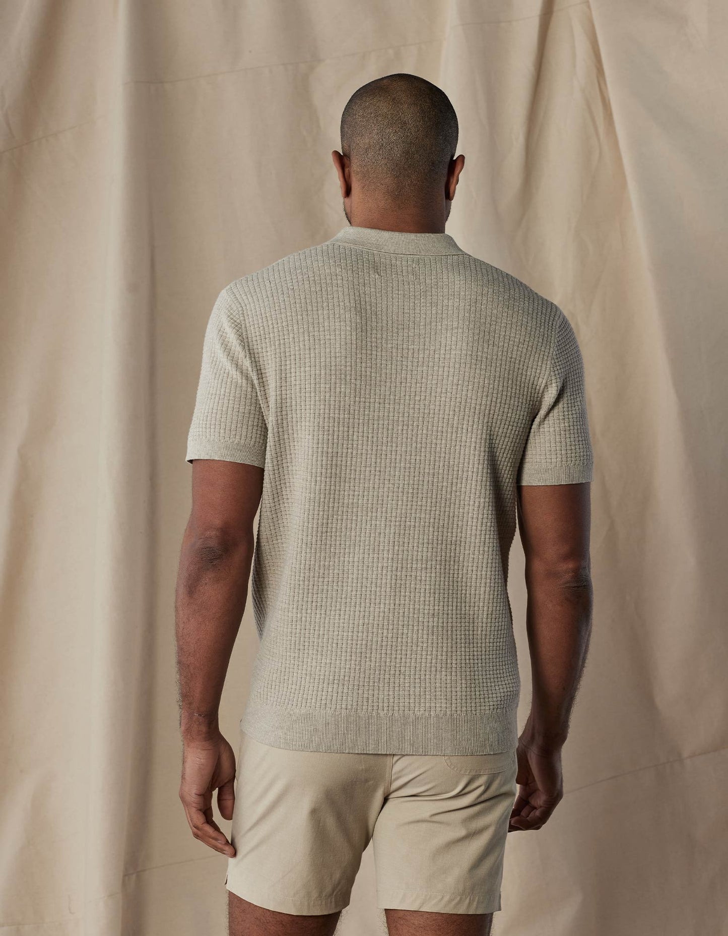 Waffle Stitch Polo in Flax