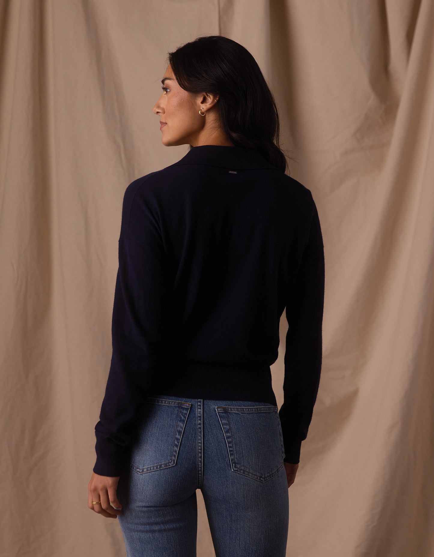 Ravello Long Sleeve Polo in Navy