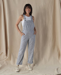 Lived-In Cotton Canteen Overall: Navy Railroad Stripe