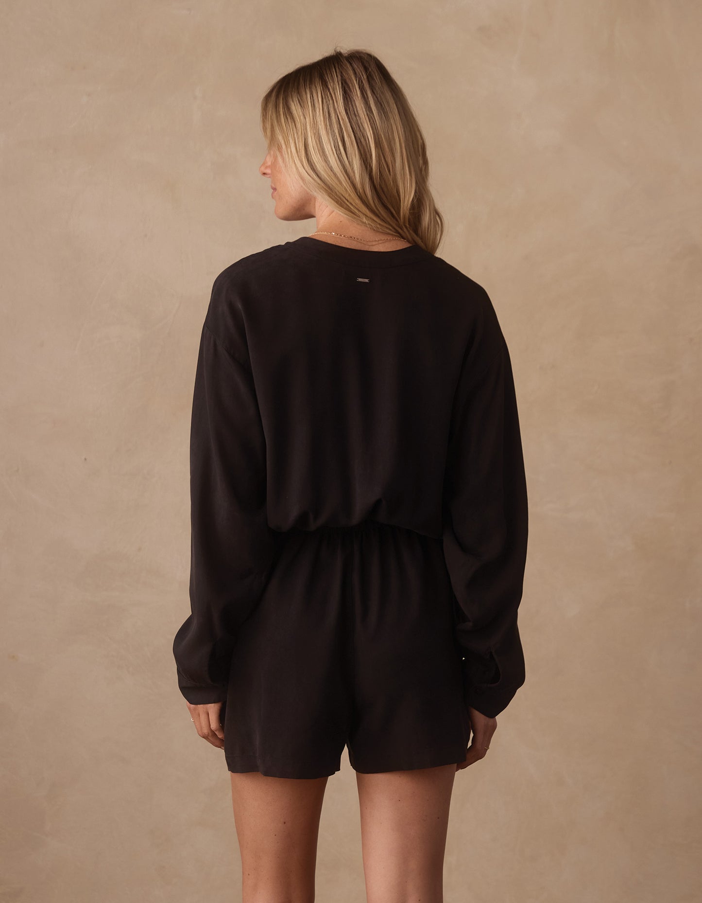 Sueded Costa Romper in Black