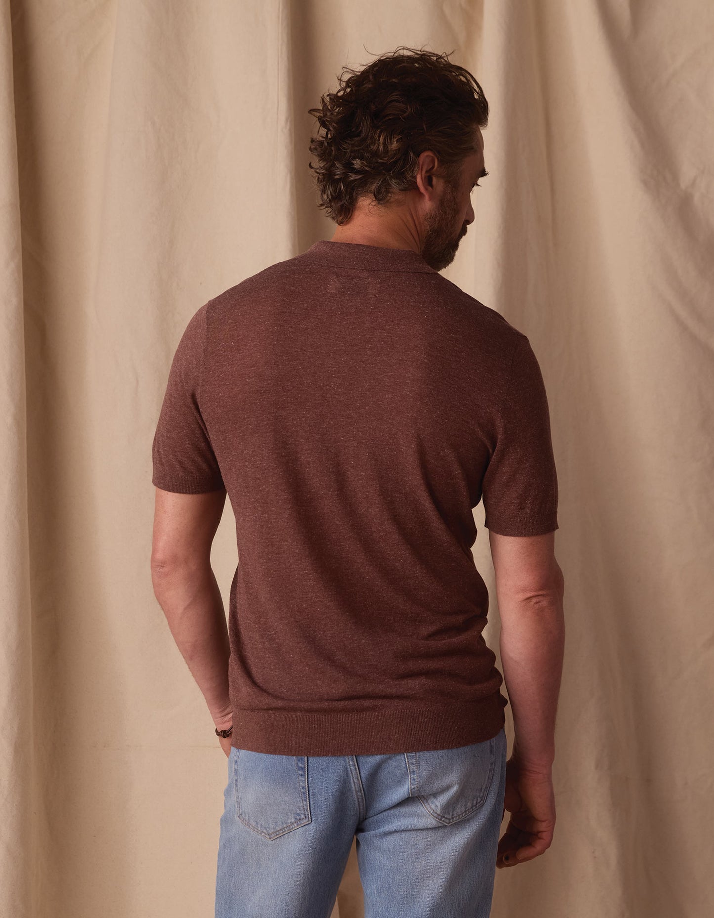 Summer Linen-Blend Polo in Espresso