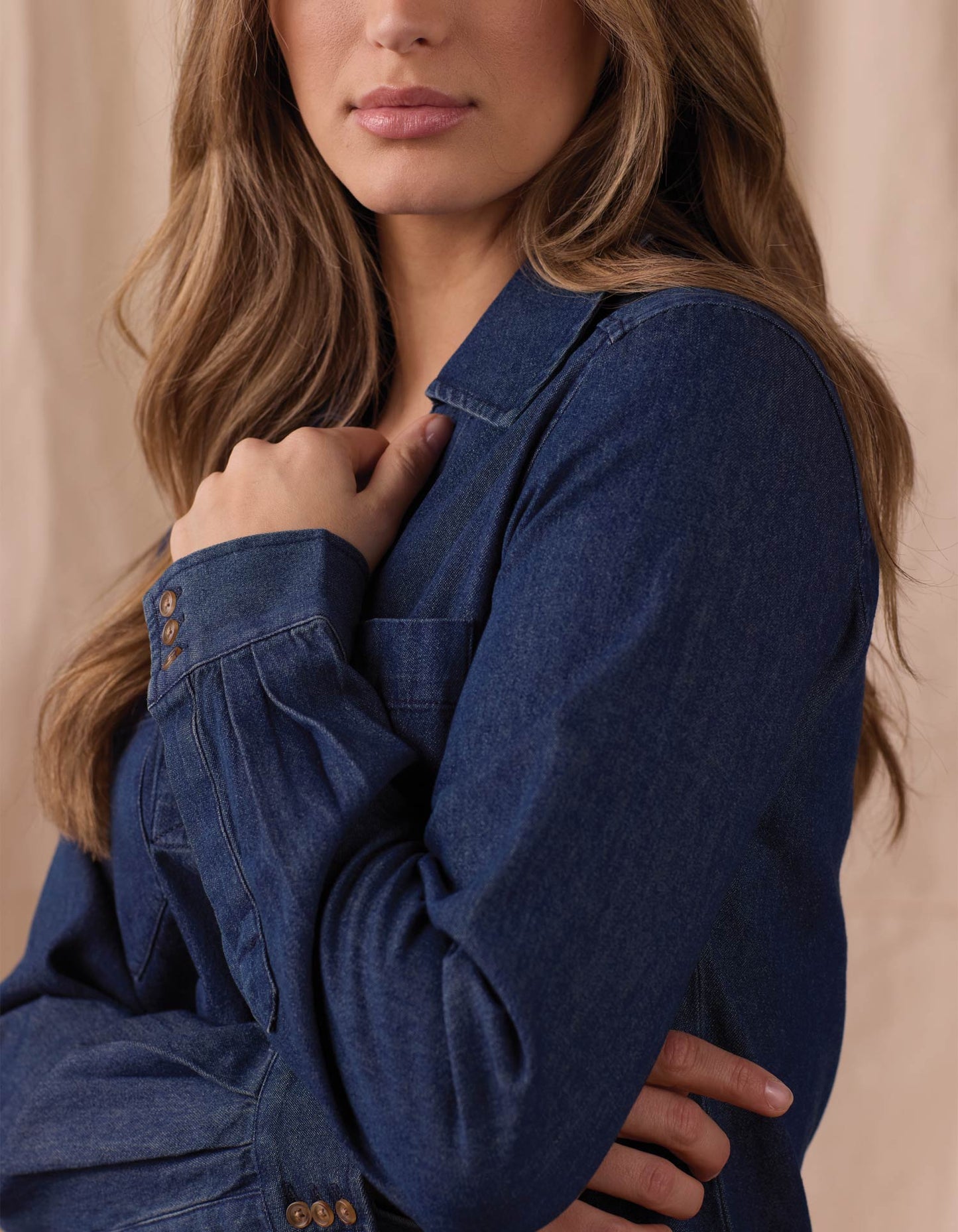 Lightweight Denim Mariner Dress in Dark Indigo