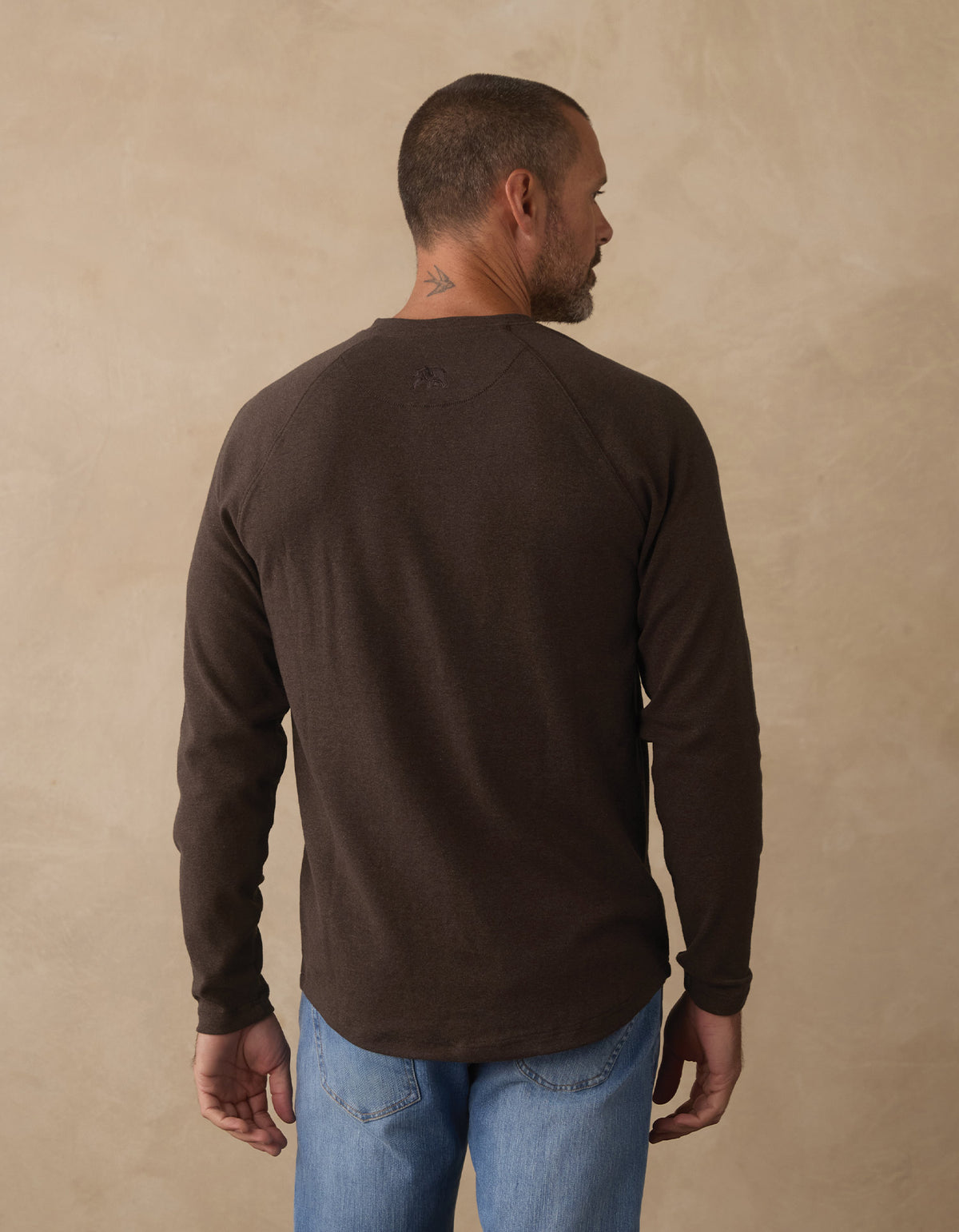 Puremeso Everyday Henley in Ash Brown