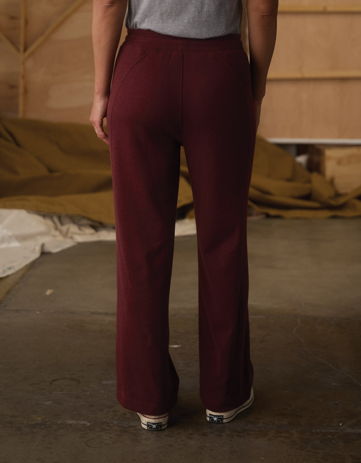 Fleece Puremeso Wide Leg Pant in Port Wine