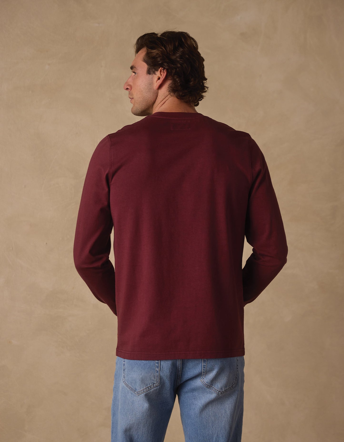 Lennox Jersey Long Sleeve Tee in Port Wine