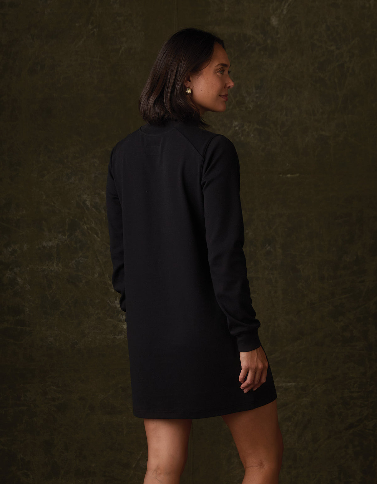 Puremeso Mockneck Everyday Dress in Black