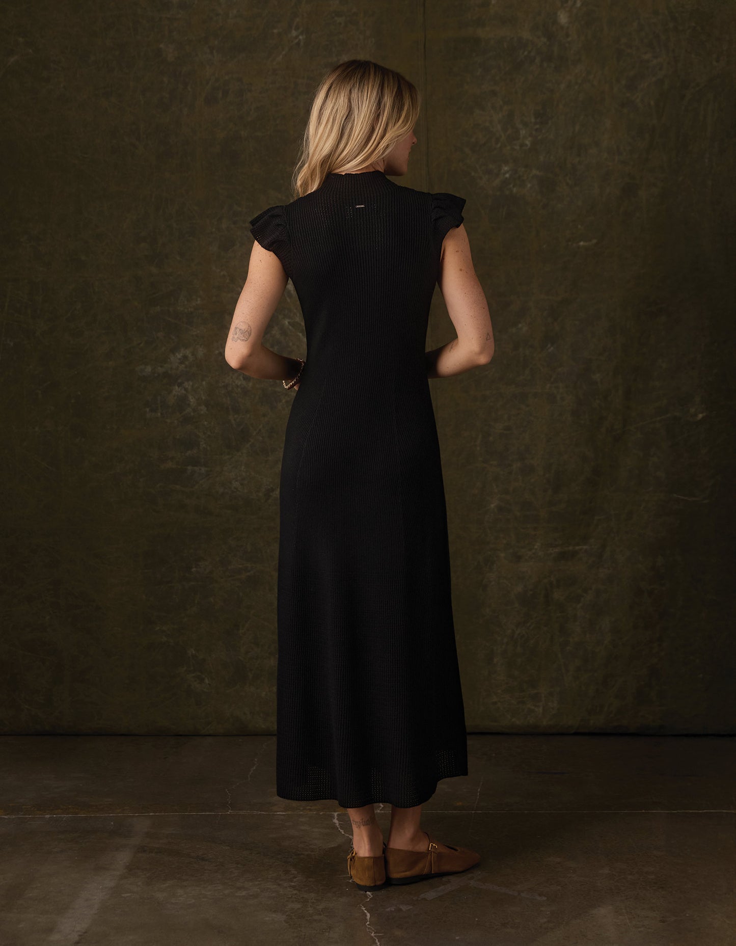 June Midi Sweater Dress in Black