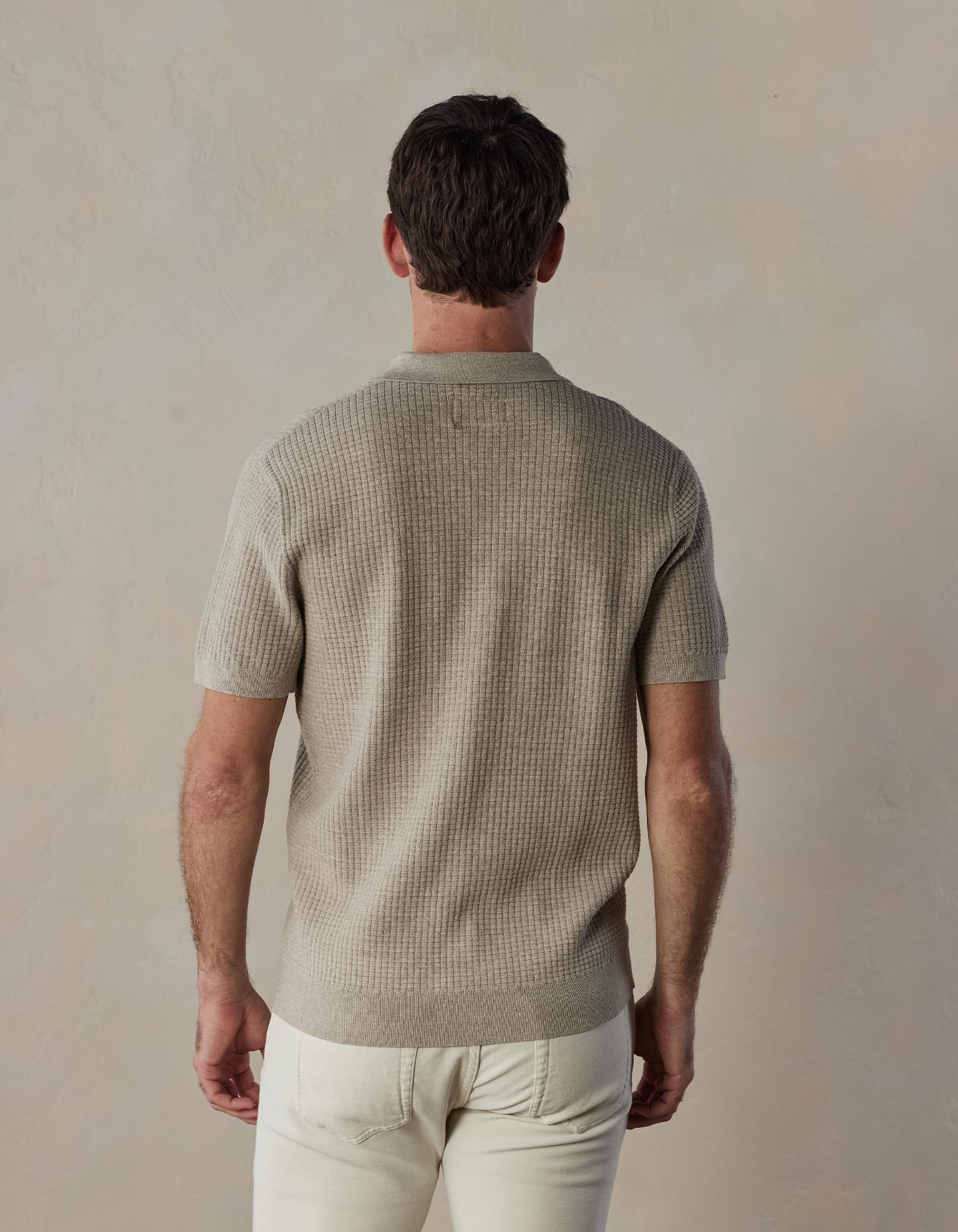 Waffle Stitch Button Up in Flax