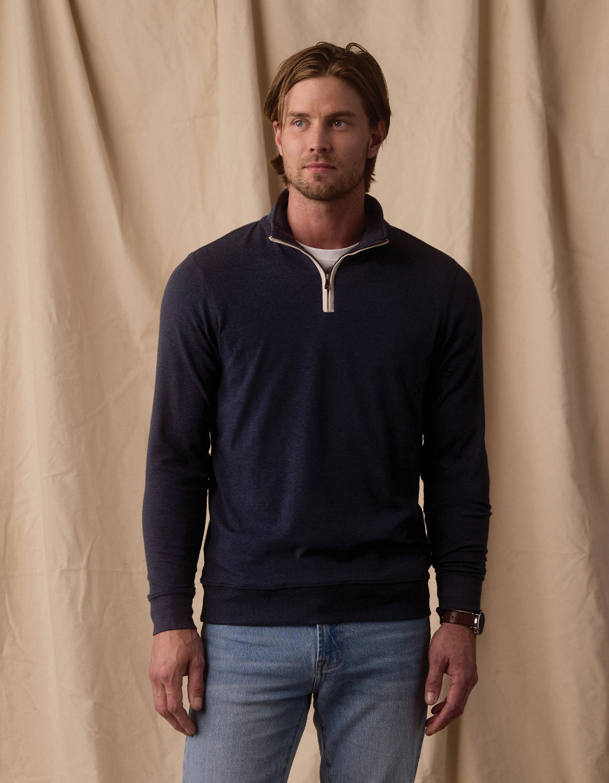 Puremeso Weekend Quarter Zip in Normal Navy