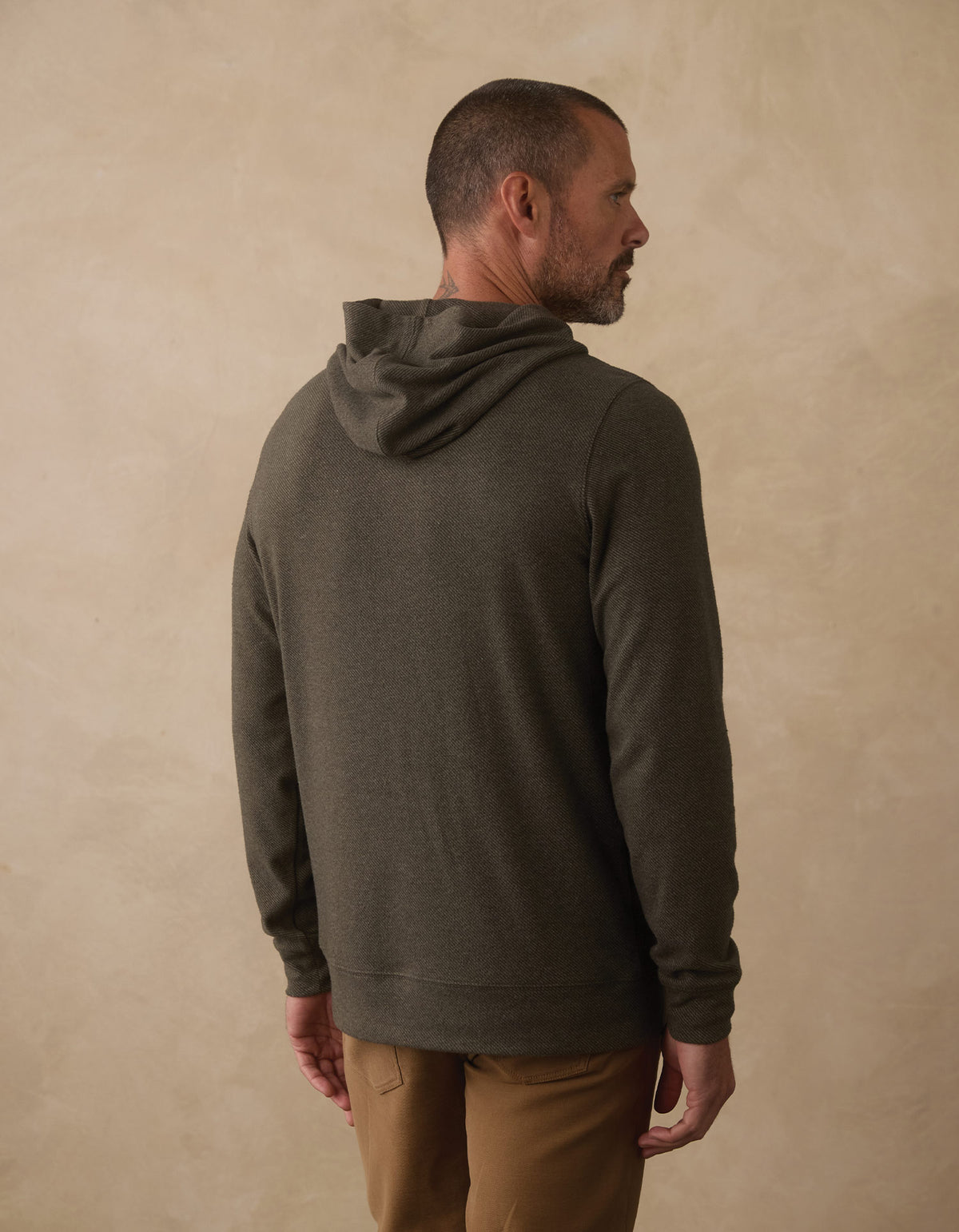 Brushed Textured Knit Hoodie in Dark Forest