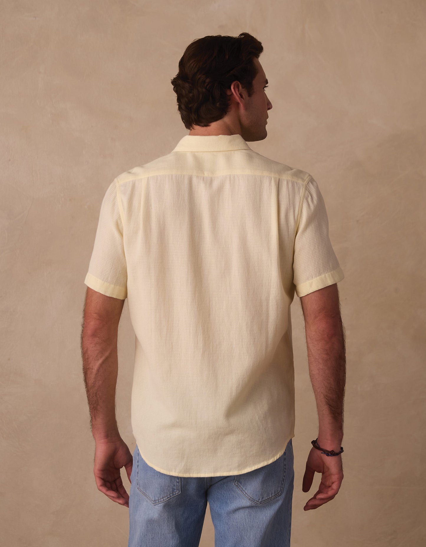 Freshwater Short Sleeve Button Up Shirt in Summer Yellow Check