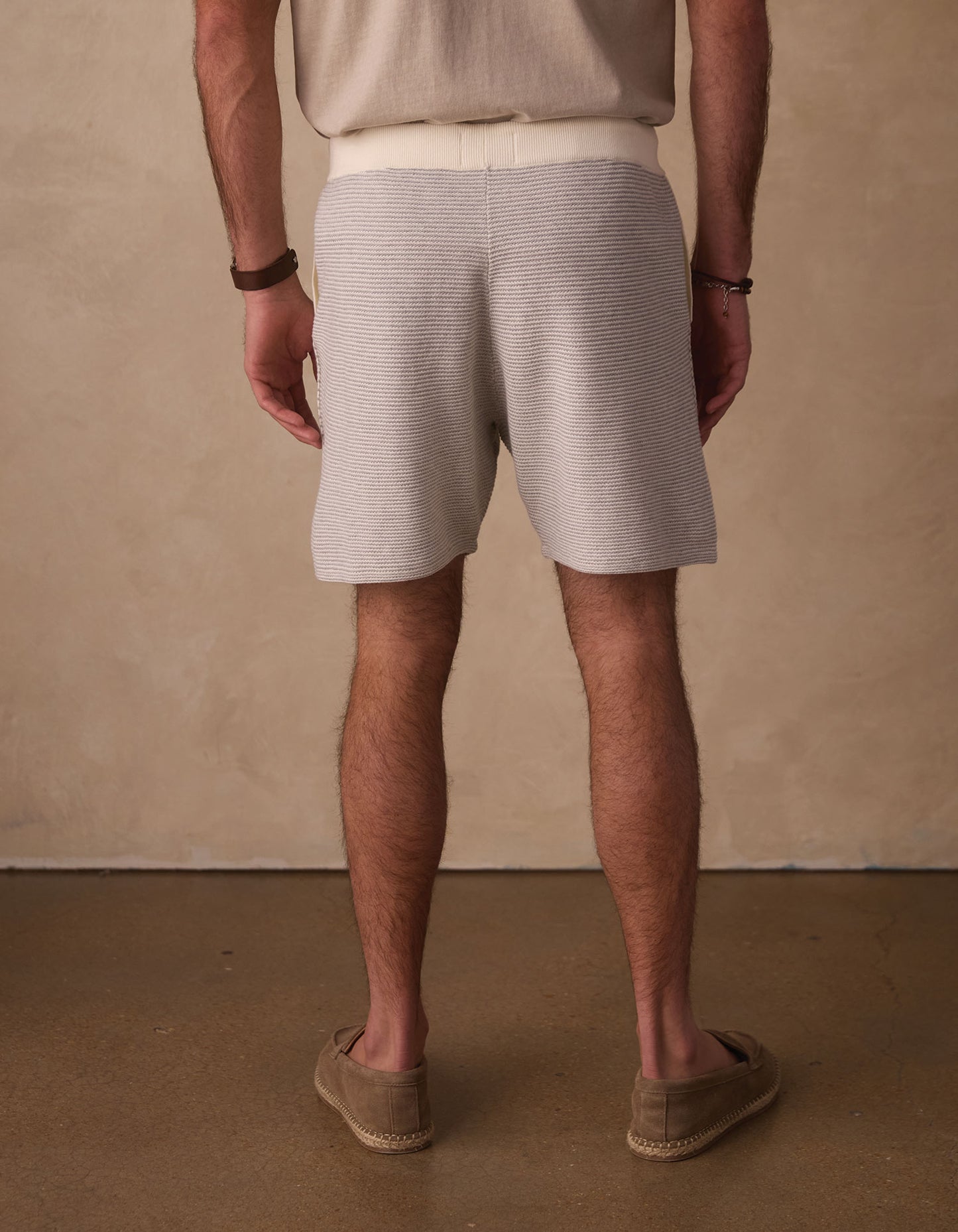 Robles Birdseye Knit Short in Cream/Grey